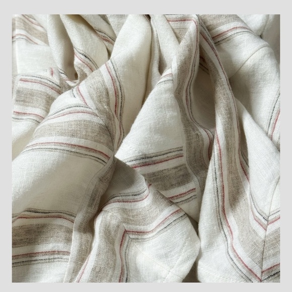 Soft Surroundings Petite Equinox Dress Striped Linen Knee Length Neutral White - Picture 7 of 14